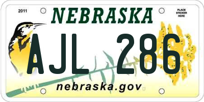 NE license plate AJL286