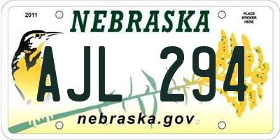 NE license plate AJL294