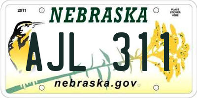 NE license plate AJL311