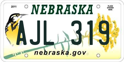 NE license plate AJL319