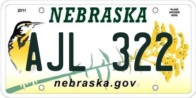 NE license plate AJL322