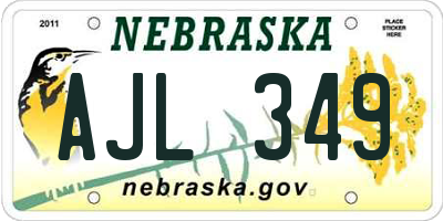 NE license plate AJL349