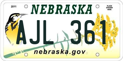 NE license plate AJL361