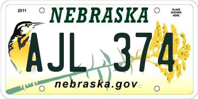 NE license plate AJL374