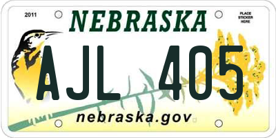 NE license plate AJL405