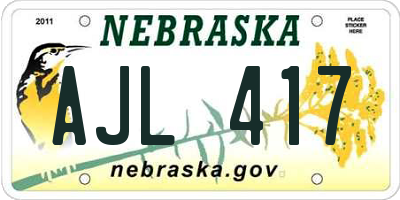 NE license plate AJL417