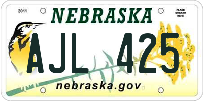 NE license plate AJL425