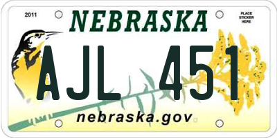 NE license plate AJL451