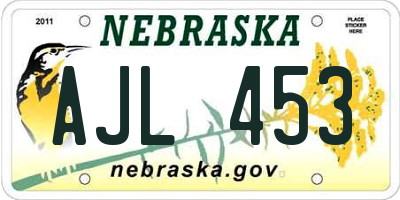 NE license plate AJL453