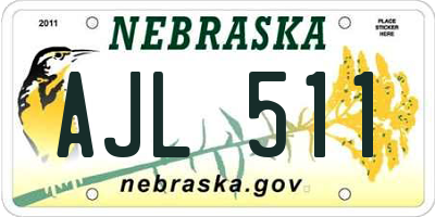 NE license plate AJL511