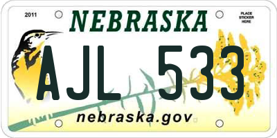 NE license plate AJL533