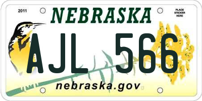 NE license plate AJL566