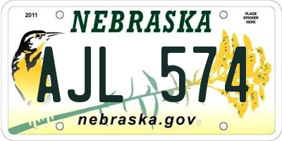 NE license plate AJL574
