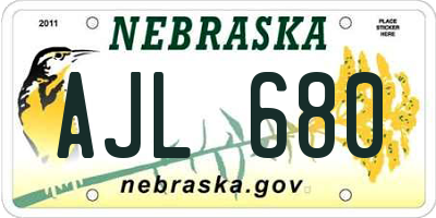 NE license plate AJL680