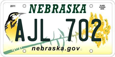 NE license plate AJL702