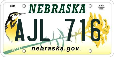 NE license plate AJL716