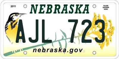 NE license plate AJL723