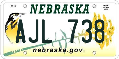 NE license plate AJL738