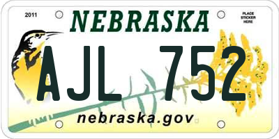 NE license plate AJL752