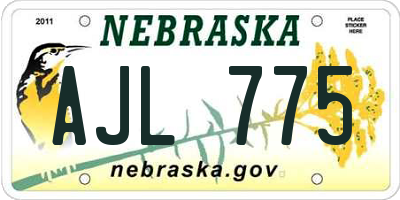 NE license plate AJL775