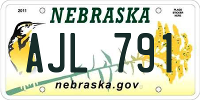 NE license plate AJL791