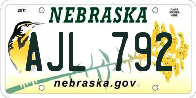 NE license plate AJL792