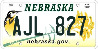 NE license plate AJL827