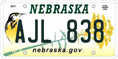 NE license plate AJL838
