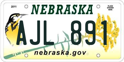 NE license plate AJL891