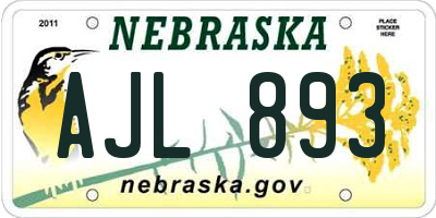 NE license plate AJL893