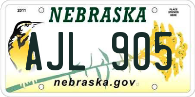 NE license plate AJL905