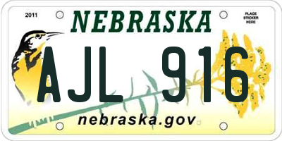 NE license plate AJL916