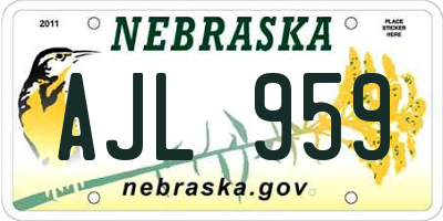 NE license plate AJL959