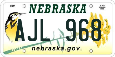 NE license plate AJL968