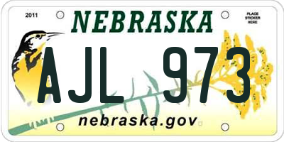 NE license plate AJL973