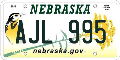NE license plate AJL995