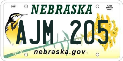 NE license plate AJM205