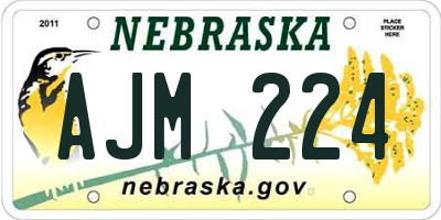 NE license plate AJM224