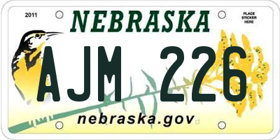 NE license plate AJM226