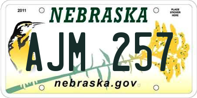 NE license plate AJM257