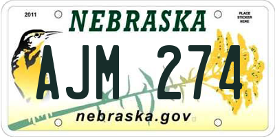 NE license plate AJM274