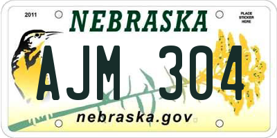 NE license plate AJM304