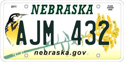 NE license plate AJM432