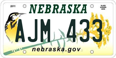 NE license plate AJM433