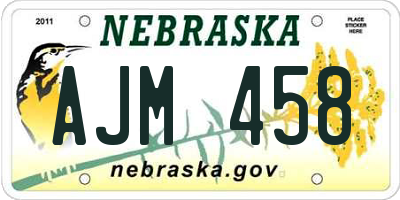 NE license plate AJM458