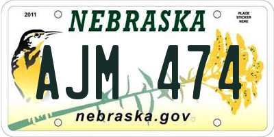 NE license plate AJM474