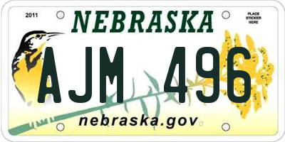 NE license plate AJM496