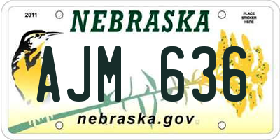 NE license plate AJM636