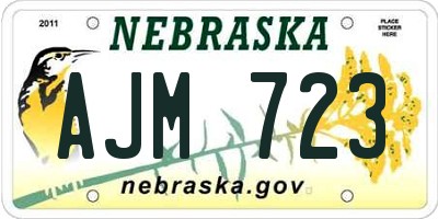 NE license plate AJM723