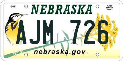 NE license plate AJM726